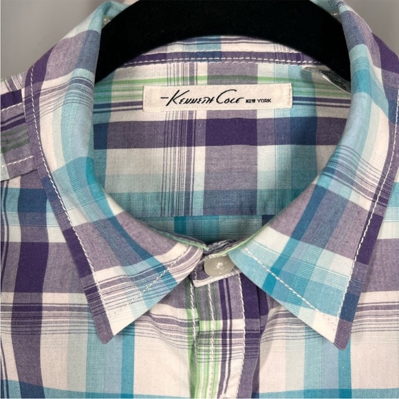EUC Kenneth Cole Blue & Purple Button Down Shirt - Picture 4 of 7